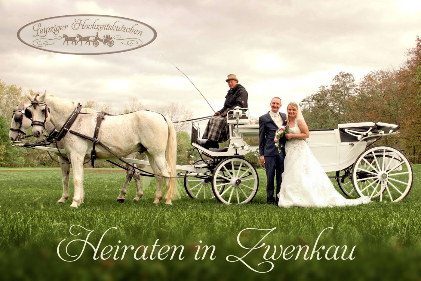 Bild: Traditionell Heiraten in Zwenkau mit weißer Pferdekutsche